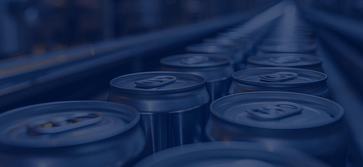 food cans on conveyor faded